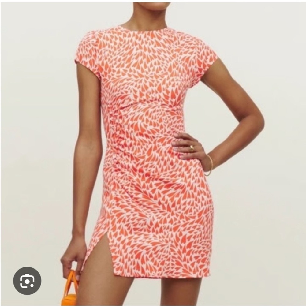 Reformation seline orange and White heart dress